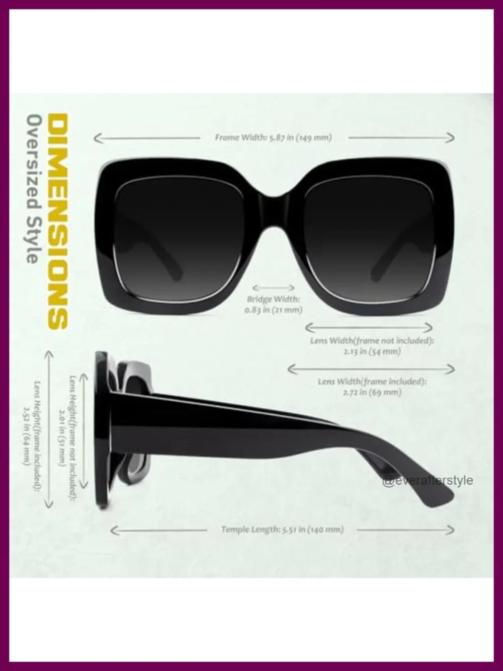 Oversized Square Frame Sunglasses Retro UV400 Protection Driving Shades